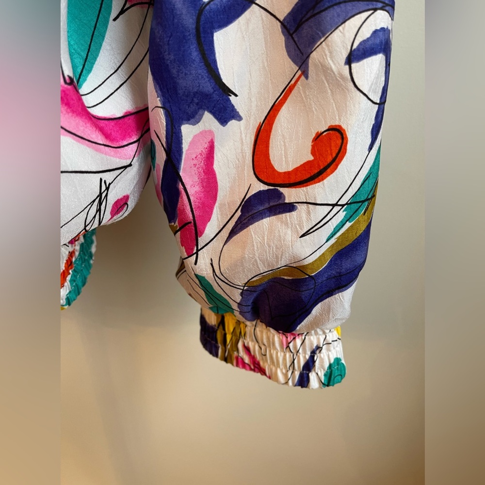 Vintage 90s Lavon Colorful Abstract Print Windbreaker Track Jacket Women Large - Picture 3 of 8